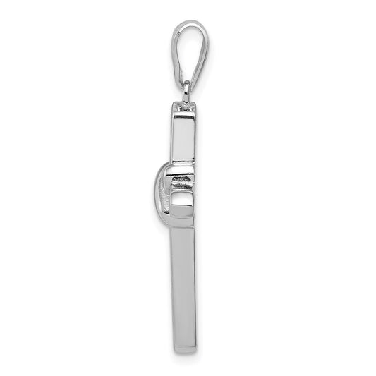 Sterling Silver Rhodium-plated CZ Cross Charm QC3308