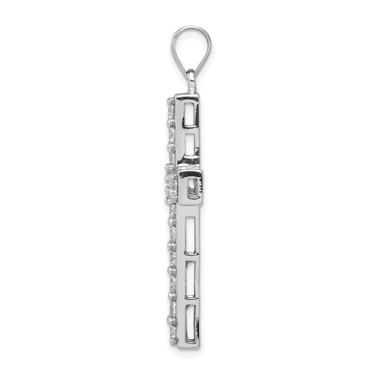 Sterling Silver Rhodium-plated CZ Latin Cross Pendant QC3311