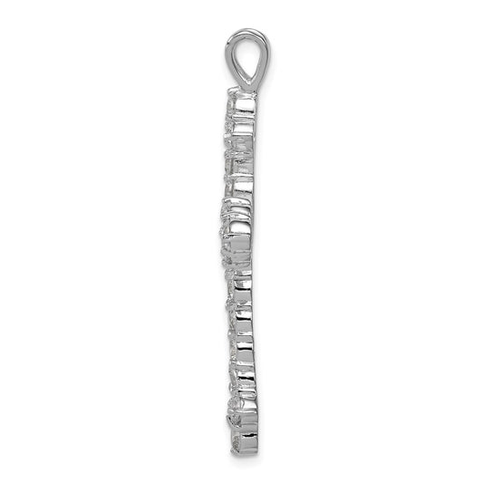 Sterling Silver Rhodium-plated CZ Cross Pendant QC3317
