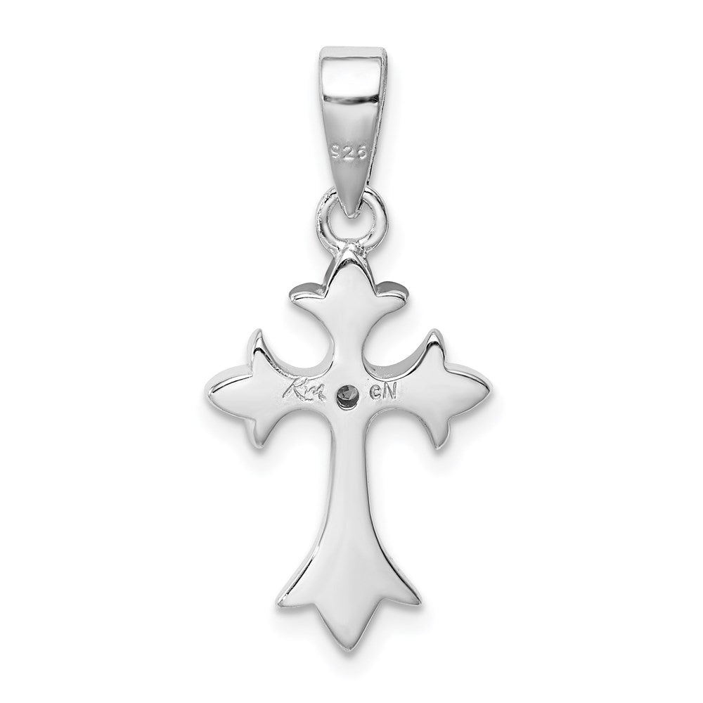 Sterling Silver Rhodium-plated CZ Cross Pendant QC3358