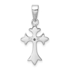 Sterling Silver Rhodium-plated CZ Cross Pendant QC3358