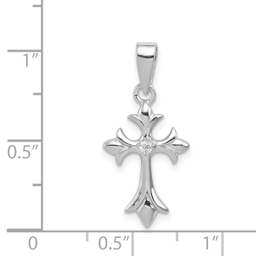 Sterling Silver Rhodium-plated CZ Cross Pendant QC3358