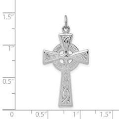 Sterling Silver Rhodium-plated Celtic Cross Pendant QC3368