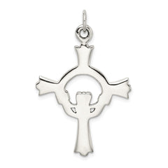 Sterling Silver Antiqued Claddagh Cross Charm QC3378