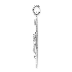 Sterling Silver Rhodium-plated INRI Crucifix Pendant QC3380