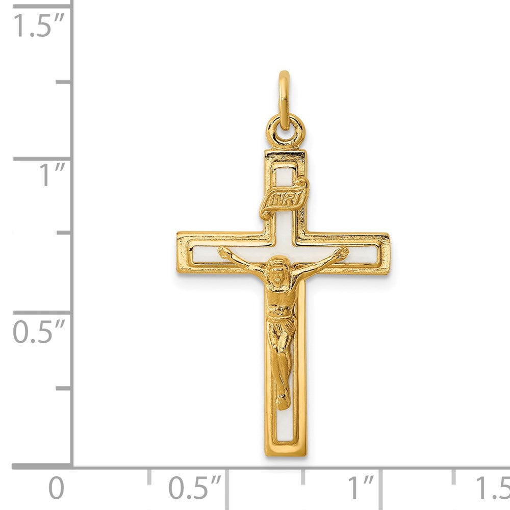 Sterling Silver Enamel w/Yellow Vermeil INRI Crucifix Charm QC3390