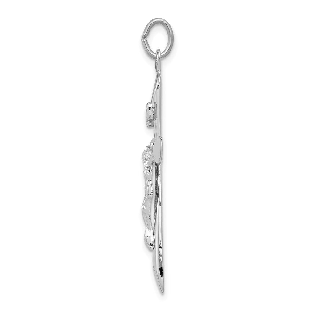 Sterling Silver Rhodium-plated INRI Crucifix Pendant QC3392