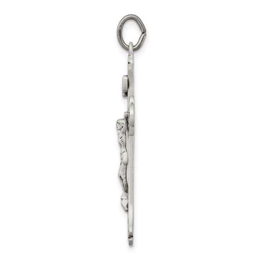 Sterling Silver Antiqued INRI Crucifix Pendant QC3418
