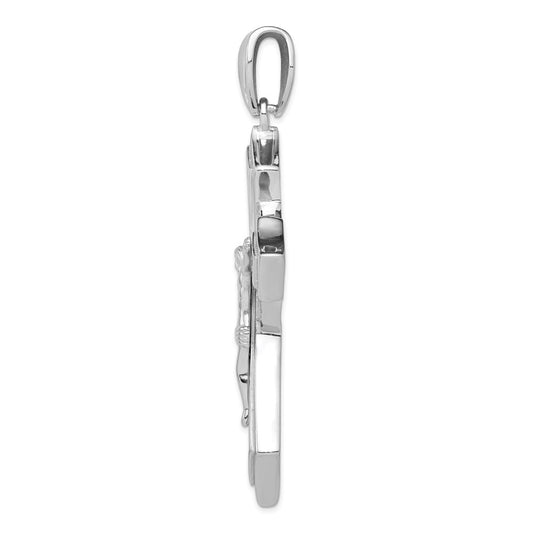 Sterling Silver Rhodium-plated CZ Crucifix Pendant QC3431