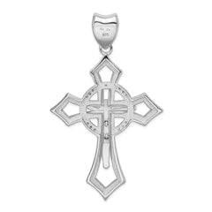 Sterling Silver Rhodium-plated CZ Crucifix Pendant QC3431