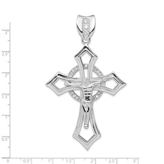Sterling Silver Rhodium-plated CZ Crucifix Pendant QC3431
