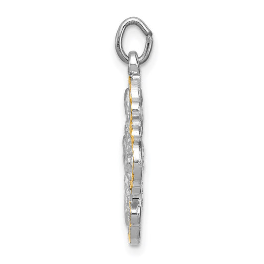 Sterling Silver Rhodium-plated & Vermeil 4-way Medal QC3462