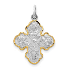 Sterling Silver Rhodium-plated & Vermeil 4-way Medal QC3462