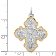 Sterling Silver Rhodium-plated 4-way Medal QC3463