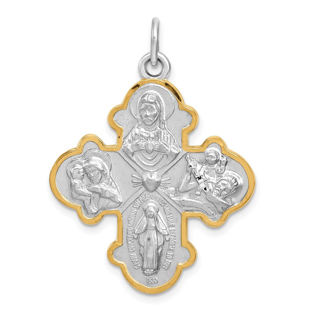 Sterling Silver Rhodium-plated 4-way Medal QC3463
