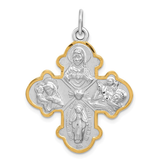 Sterling Silver Rhodium-plated 4-way Medal QC3463