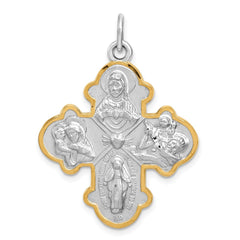 Sterling Silver Rhodium-plated 4-way Medal QC3463