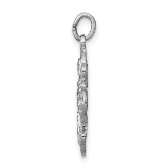 Sterling Silver Rhodium-plated Satin 4-way Medal QC3464