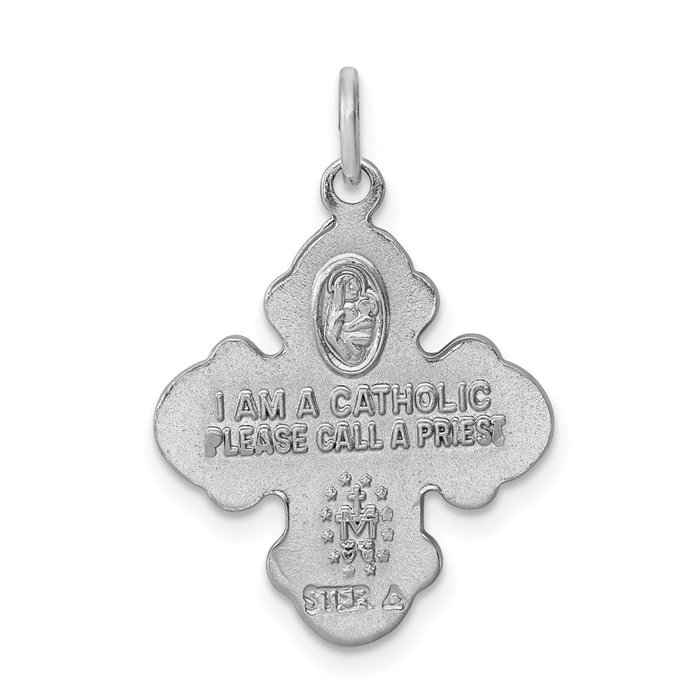 Sterling Silver Rhodium-plated Satin 4-way Medal QC3464