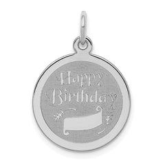 Sterling Silver Rhodium-plated Happy Birthday Disc Charm QC347