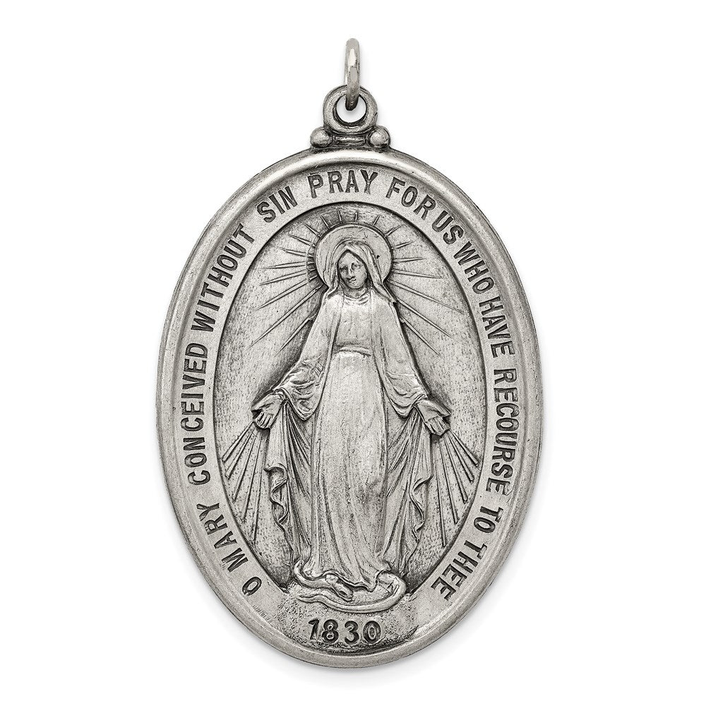 Sterling Silver Antiqued Miraculous Medal QC3493