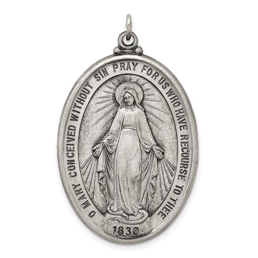Sterling Silver Antiqued Miraculous Medal QC3493