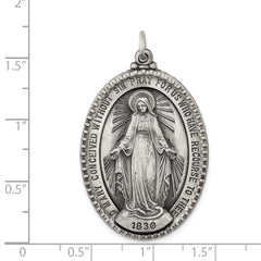 Sterling Silver Antiqued Miraculous Medal QC3494