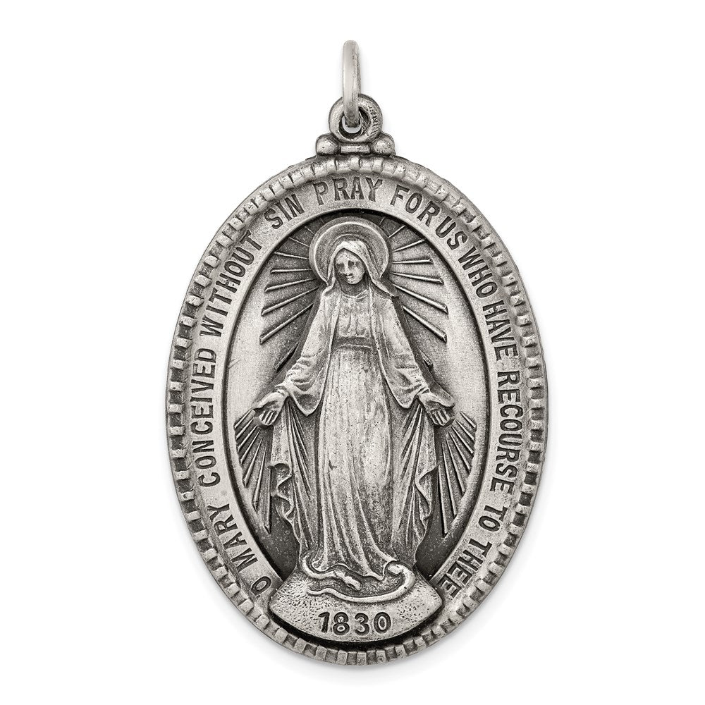 Sterling Silver Antiqued Miraculous Medal QC3494