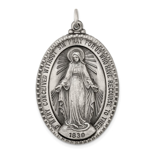 Sterling Silver Antiqued Miraculous Medal QC3494