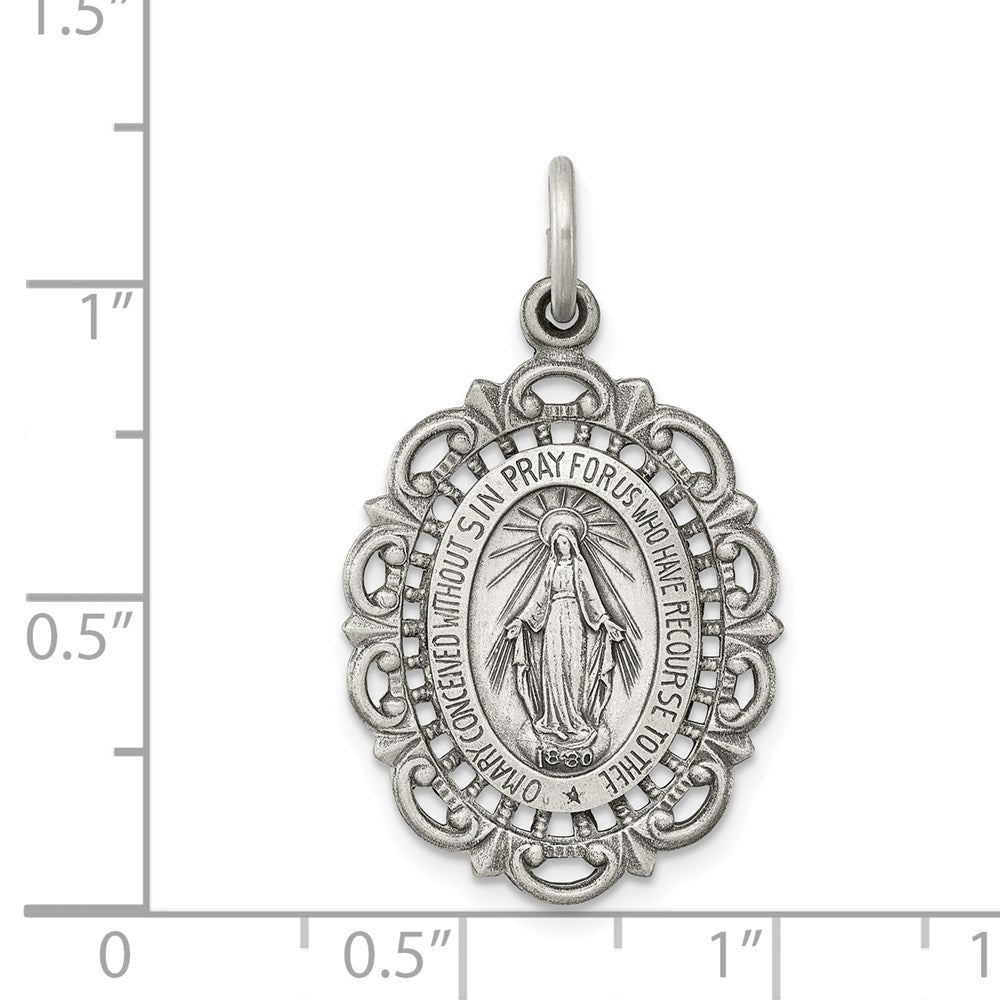 Sterling Silver Antiqued Miraculous Medal QC3499