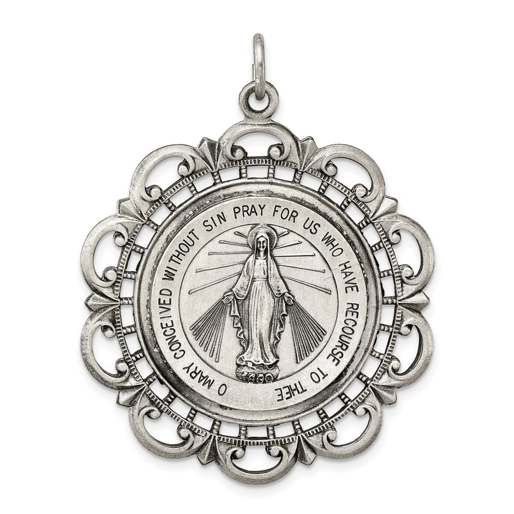 Sterling Silver Antiqued Miraculous Medal QC3500