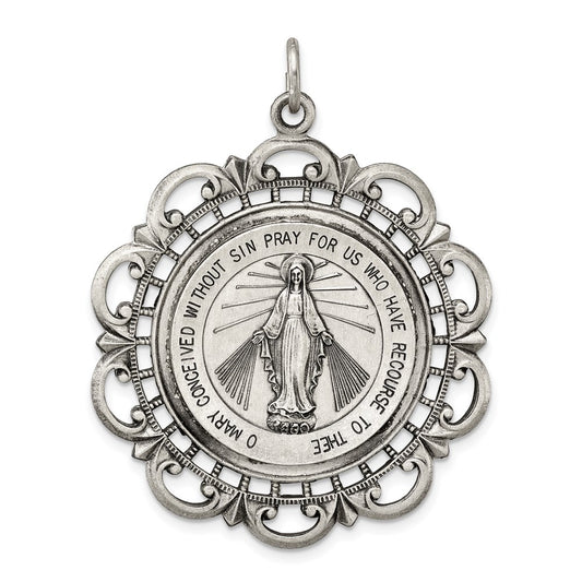 Sterling Silver Antiqued Miraculous Medal QC3500