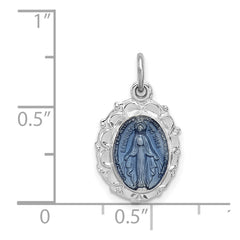 Sterling Silver Rhodium-plated Miraculous Medal QC3505