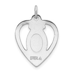 Sterling Silver Rhodium-plated Miraculous Heart Medal QC3508