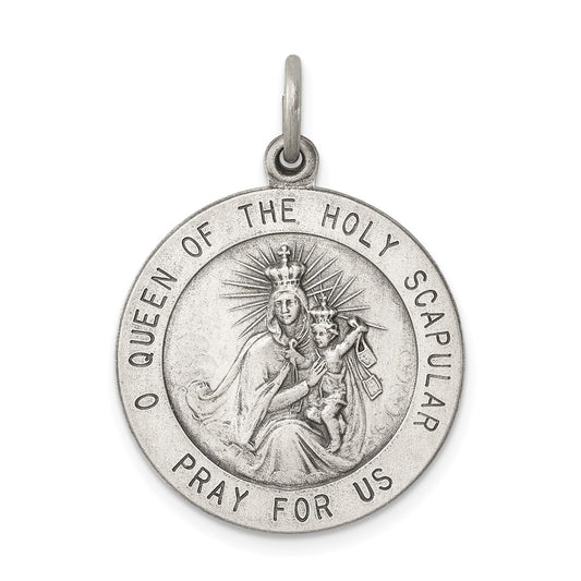 Sterling Silver Antiqued Queen of the Holy Scapular Medal QC3511