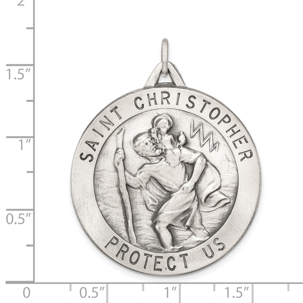 Sterling Silver Antiqued St. Christopher Medal QC3524
