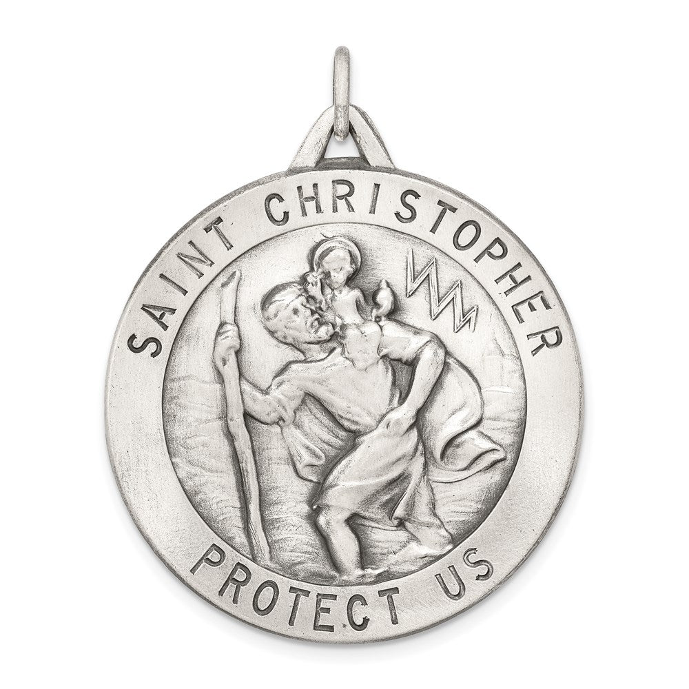 Sterling Silver Antiqued St. Christopher Medal QC3524
