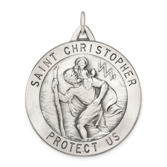 Sterling Silver Antiqued St. Christopher Medal QC3524
