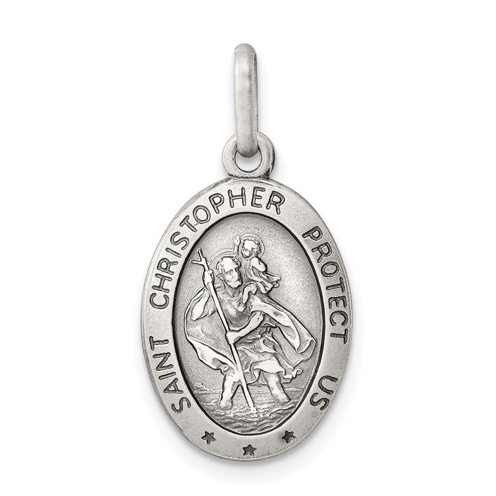 Sterling Silver Antiqued St. Christopher Medal QC3555