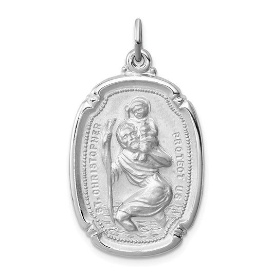 Sterling Silver Rhodium-plated St. Christopher Medal QC3563