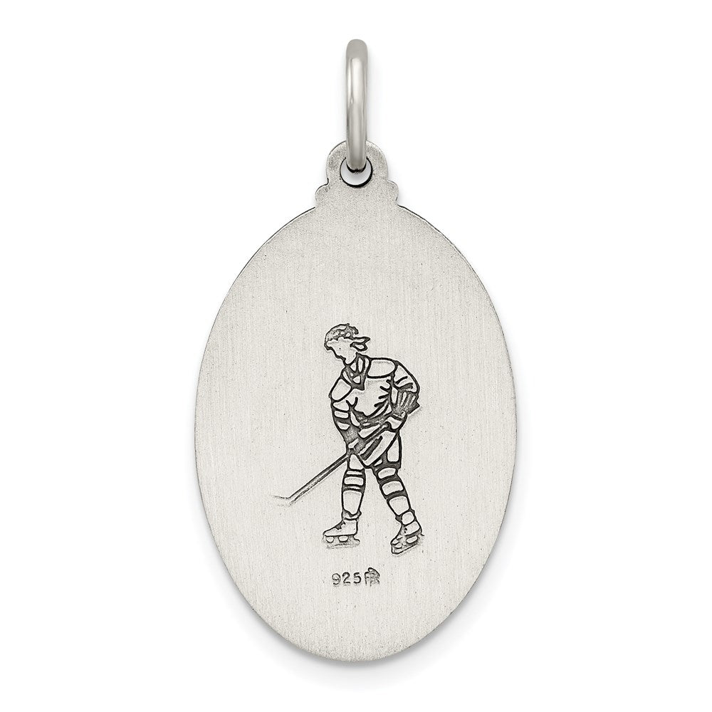 Sterling Silver Antiqued St. Christopher Hockey Medal QC3566
