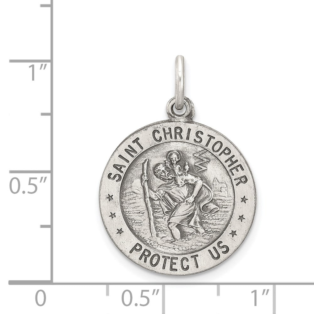 Sterling Silver Antiqued St. Christopher Baseball Medal QC3571