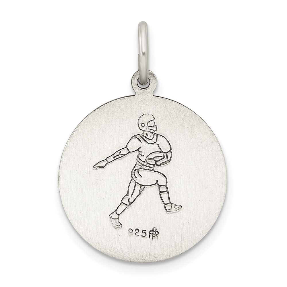 Sterling Silver Antiqued St. Christopher Football Medal QC3573
