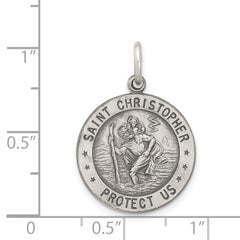 Sterling Silver Antiqued St. Christopher Football Medal QC3573