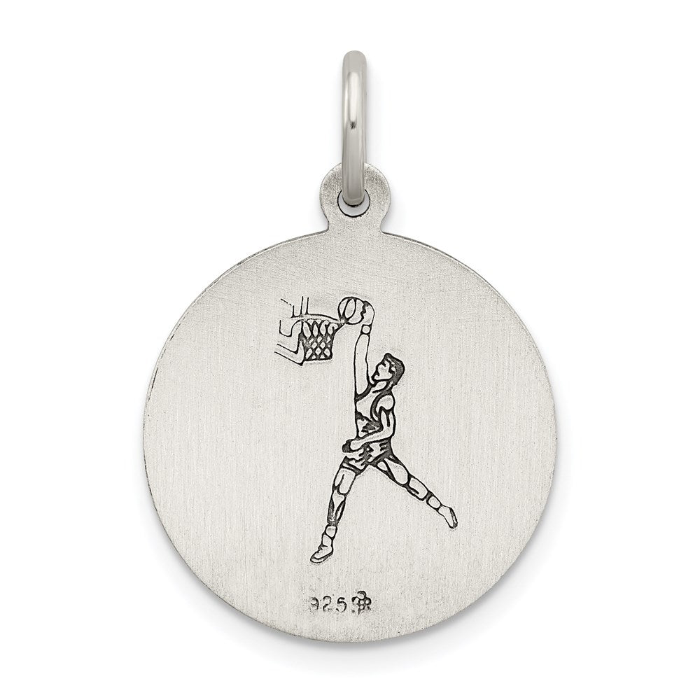 Sterling Silver Antiqued St. Christopher Basketball Medal QC3574