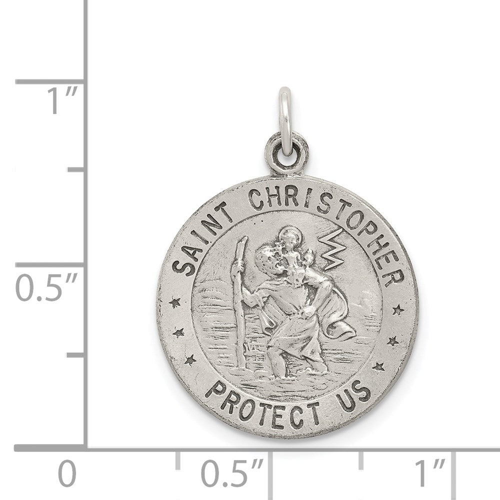 Sterling Silver Antiqued St. Christopher Basketball Medal QC3574