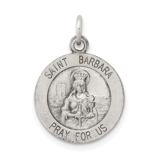 Sterling Silver Antiqued Saint Barbara Medal QC3583