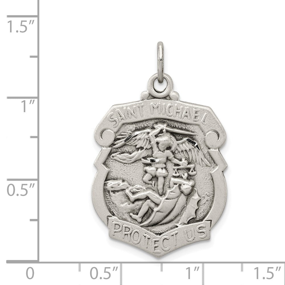 Sterling Silver Antiqued D/C St. Michael Badge Medal QC3613