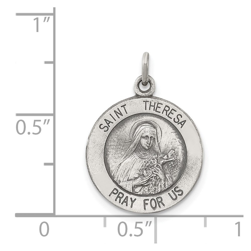 Sterling Silver Antiqued St. Theresa Medal QC3620