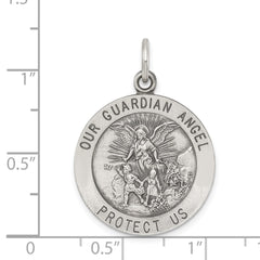 Sterling Silver Antiqued Guardian Angel Medal QC3627